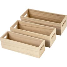 Scatole Portaoggetti, L: 22+23,5+25 Cm, Empress Tree, 3 Assortite, H: 6,5-7,5 Cm