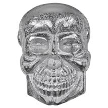 Womo-design - Escultura De Calavera 42x30 Cm (al X An) Decoración De Pared Diseño Gótico Plata De Aluminio Púlido Estatua Con Recubrimiento De Níquel 