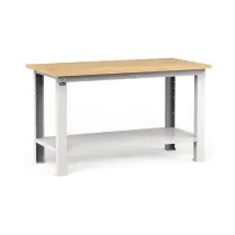Banco Da Lavoro Garage Fisso Fami "work" In Legno Di Faggio E Lamiera Grigio Chiaro 150x75x88,2 Cm