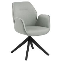 Silla Giratoria Aura Gris Claro Tapizada Patas De Madera