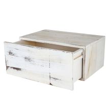 Mensola Da Muro Stile Shabby Vintage Con Cassetto 21x46x30cm Bianco Invecchiato 040005173