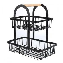 Cestino a 2 piani per frutta e spezie – Acciaio verniciato a polvere – Dimensioni: 27x17,5x6 cm, 21x17,5x6 cm – Loft