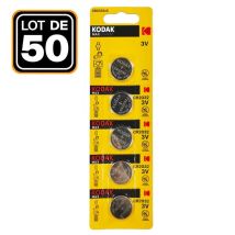 Confezione Da 50 Pile A Bottone Al Litio Kodak Cr2032 3v 210mah