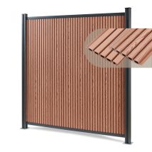 Valla Jardin Exterior Grassano Con 1 Poste Aluminio Wpc 185x180cm - Marrón Neu.holz