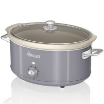 Swan - Retro Sf17031grneu Pentola Cottura Lenta 6,5l Contenitore Estraibile, Antiaderente Ceramica Libera Pfoa E Ptfe, 3 Livelli Temperatura, 