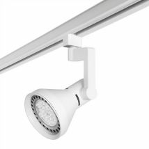Cone Proyector De Carril Para Bombilla E27. Compatible Con Carril Trifásico. Color Blanco