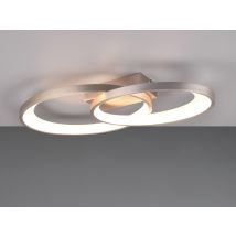 Reality Leuchten - Große Led Deckenleuchte Malaga 2 Ringe Silber, Breite 57cm