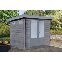 Wolff Finnhaus Wpc Gerätehaus Bella 2319 28 Gerätehaus Aus Holz/kunststoff In Grau, Geräteschrank Mit 28 Mm Wandstärke Gartenhaus