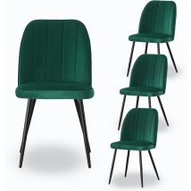 Ainpecca - 4x Dining Chairs Padded Seat Metal Leg Kitchen Chair Home Office Room Green