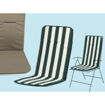 Cuscino per sedia alto 116x48x2,5 cm – Design elegante a righe verde e bianco – 50% cotone, 50% poliestere – DEFIBRICO