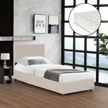[corium] - Letto Contenitore Juva Apertura A Ribalta Letto Singolo Con Materasso 90x200 Cm Velluto A Coste Beige Corium
