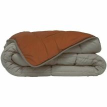 Poyet Motte Couette Microfibre 400g/m2 Calgary - 140 X 200 Cm - Gris Galet Et Marron Gimgembre