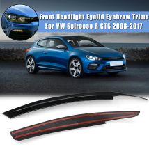 2pcs Black Front Headlight Eyelid Eyebrow Trims For Vw R Gts 2008-2017