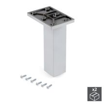 Emuca Lote De 2 Pies Regulables Para Muebles Smartfeet, Central, Regulable 140-150mm, Plástico, Cromado -