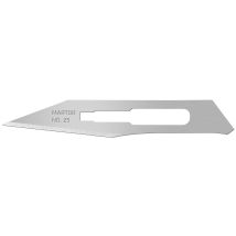 Martor Skalpellklinge Nr. 25 – 10 Klingen im Magazin – 49,4 mm – 9 mm – 0,4 mm – Stahl