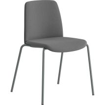 Chaise Helmer – assise rembourrée – gris foncé – piètement argent – 4 pièces – Mobilier d'intérieur