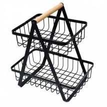 Cestino Doppio per Frutta e Spezie – Acciaio Verniciato a Polvere – Dimensioni: 27x17x6 cm, 21x17x6 cm, Altezza: 29 cm – Loft
