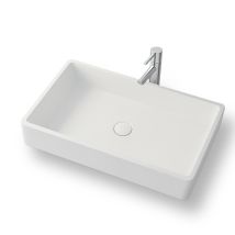 Lavabo doble rectangular Solid Surface 80 cm blanco mate – Resistente al desgaste – 20 kg – 2 años de garantía