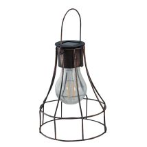 Lámpara solar LED Dortmund – Metal cobre antiguo – 2 LEDs filamento – Ø13 x 16 cm