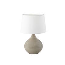 Trio Lighting - Tischleuchte Martin Keramik Cappucino Mit Stoffschirm Weiß, Höhe 29cm