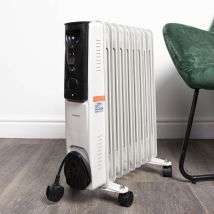 Hamble Distribution - Home Heater 9-fin 2kw Oil Filled Radiator, 3 Heat Settings Portable