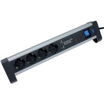 AS - SCHWABE – Regleta ALUX con 2 puertos USB y cable de 1,5 m – IP20 – 6 tomas