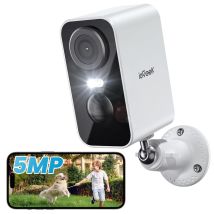 Iegeek - 5mp Überwachungskamera Aussen Akku Wlan 5200mah Akku Kamera Überwachung Aussen/innen Pir-personenerkennung Nachtsicht 2-wege-audio Spotlights