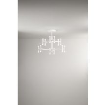 Plafonnier Led Moderne En Métal Blanc Mat, Structure En Aluminium Verni Par Poudrage, Diamètre 70 Cm, 68w, Lumière 3000k - Marque Perenz