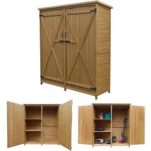 Cobertizo Armario Jardín Isaba Madera Tratada Maciza 135 X 50 X 152cm. Armario Multiusos Impermeable Exterior Almacenamiento Doble Puerta Con Cerrojo 