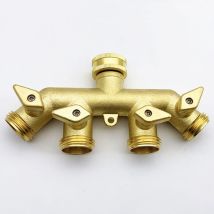 Tanabata - Distributeur De Tuyau (4 Voies), Arrosage En Laiton Adaptateur Diviseur À Quatre Voies Robinet À Tournant Sphérique Connecteur De Robinet