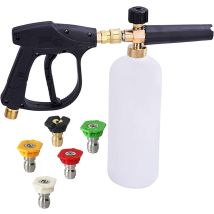 Zolginah Pistola De Cañón De Espuma De Alta Presión, Botella Dispensadora De Jabón De Lanza De Espuma De Nieve Rápida Ajustable De 1 Litro Con 5 