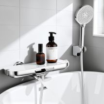 Aihom Rubinetto Per Vasca Con Mensola 120×370 Mm, Doccetta E Scarico Vasca, Cromato