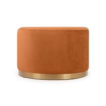 Sicaan - Pouf Charlotte Ii Velours Orange Brûlée Et Métal Doré