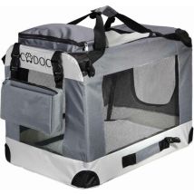 Cadoca - Pet Carrier Fabric Dog Cat Rabbit Transport Bag Cage Folding Puppy Crate M - Grey