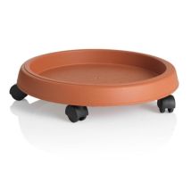 LGVSHOPPING – Bajo macetero con ruedas 30 cm – Color terracota – Diámetro 30 cm