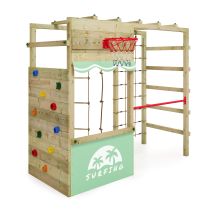 Estructura De Escalada De Madera Wickey Smart Action Con Canasta De Baloncesto En Verde Claro