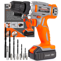 Terratek 13pc 18v/20v Li-ion Cordless Drill Driver Combi Drill Electric Screwdriver