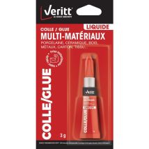 Colle Multi-matériaux - Veritt Glue Multi-mat Liquide - Multi-matériaux - 3 G - Prise Instantanée