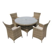 Furniture One - 4 Seat Garden Patio Dining Set Fully Assembled - Nature - Natural