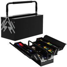 Metal Tool Box 3 Tier 5 Tray Professional Portable Storage Cabinet Workshop Cantilever Toolbox With Carry Handle,black 45cmx22.5cmx34.5cm - Durhand