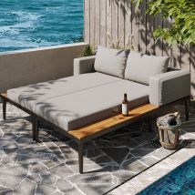 Outdoor Patio Daybed Double Lounge Bed - Multifunktional Wasserdichtes Sofabett Mit Regalen
