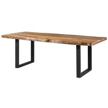 Table À Manger 180x90 En Bois De Sheesham Sablé Bois Naturel Pieds En U Anthracite Mat Freeform 5