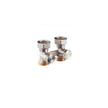Giacomini R387l Straight Dual-tube Assembly With Shut-off And Balancing Capabilities - Nickel-plated 3/4" - Eurocone