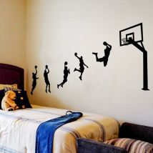 Hoopzi - Wall Sticker, Basketball Throw Wall Sticker As Wall Decoration For Bedroom Living Room Kid Room, Art Diy Decoration Mural Wall Stickers, 123 
