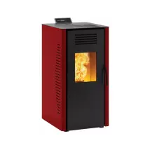 Stufa A Pellet Ventilata "burano Plus" Rosso 8 Kw Con Wi-fi E Bluetooth