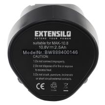 Extensilo Batería Compatible Con Makita Hp330dwle, Hs300d, Hs300, Hs300dwe, Hs300dw, Hs300dwj, Hp330w Herramienta (2500 Mah, Li-ion, 10,8 V)