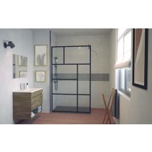 Mamparas De Baño Fabrilia - Vidrio Templado - Acabados Negro Mate - 90x200x0,8cm - Ondee