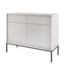 Commode Nanaimo Ksz104 - Grise - Poignées Dorées - 2 Tiroirs - Largeur 104 Cm, Hauteur 83 Cm, Profondeur 39 Cm