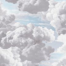 Grey Blue Metropolis Painted Cloud Wallpaper Textured Paste The Wall Vinyl