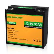 Eco-worthy - 30ah 12v Lithium Battery Lifepo4 Rechargeable Battery Lithium With 3000+ Deep Cycles And Bms Protection, Perfect For Boat, Ride On Car, 